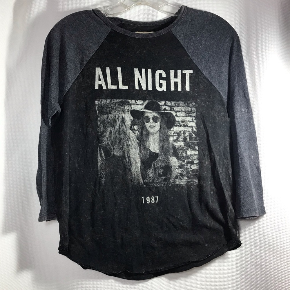 Hollister All night 1987 raglan baseball tee womens Medium